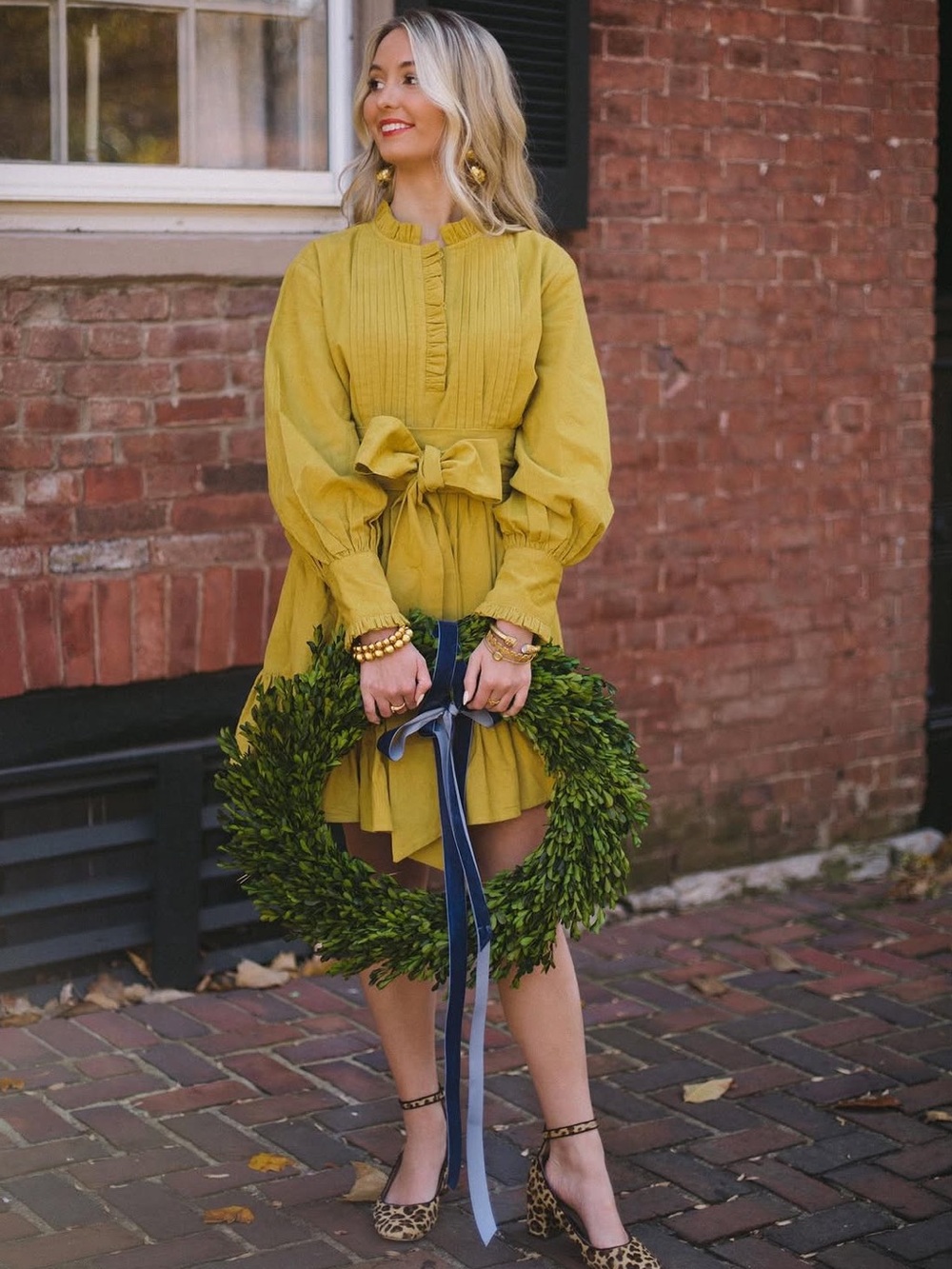 Elizabeth Wilson Velvet Mustard Dress